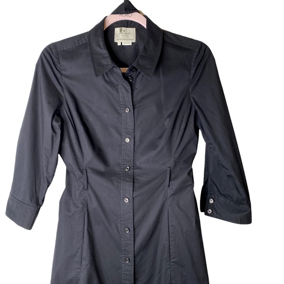 Kate Spade Belted Classic Button Down Shirt Dress with Sash Tie Black Size 2 - Picture 7 of 13